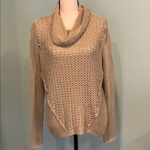 Taupe Knit Cowl Neck Sweater